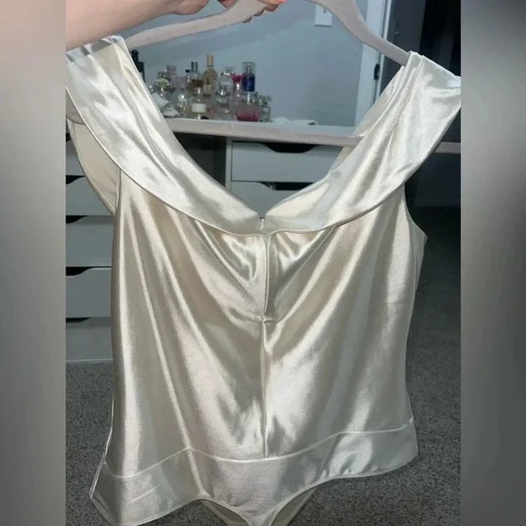 Off the Shoulder Bodysuit in Cream Color from Express - Picture 3 of 7